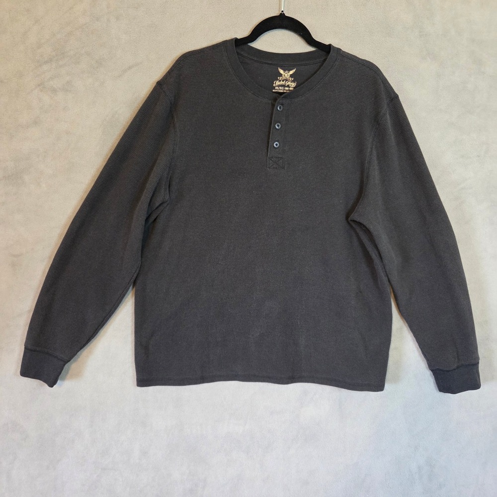 Waffle Knit Henley Shirt Men's Size XL Thermal Casual Rugged Grunge Cabin
